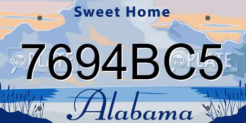 7694BC5 Alabama License Plate