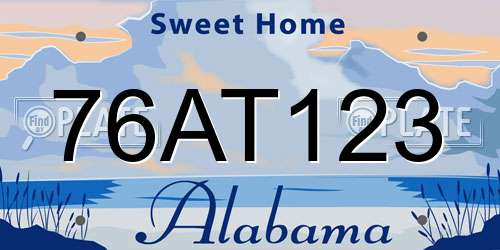 76AT123 Alabama License Plate