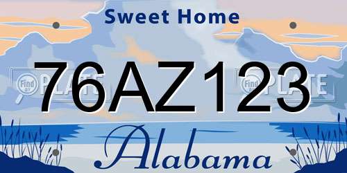 76AZ123 Alabama License Plate