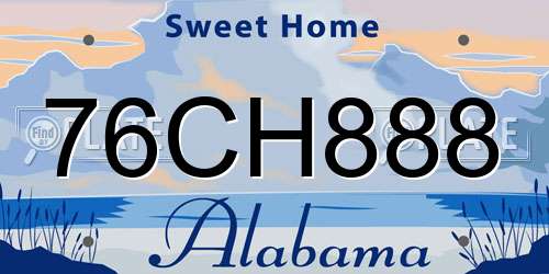 76CH888 Alabama License Plate