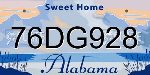 76DG928 Alabama License Plate