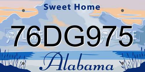 76DG975 Alabama License Plate