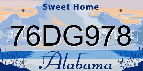76DG978 Alabama License Plate