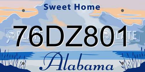 76DZ801 Alabama License Plate