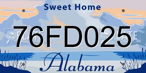 76FD025 Alabama License Plate