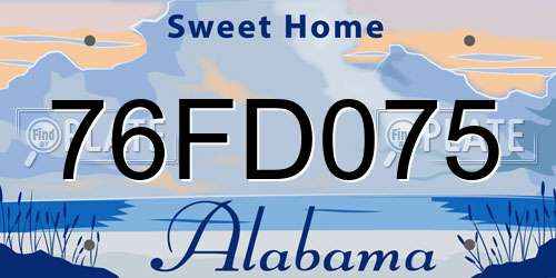 76FD075 Alabama License Plate