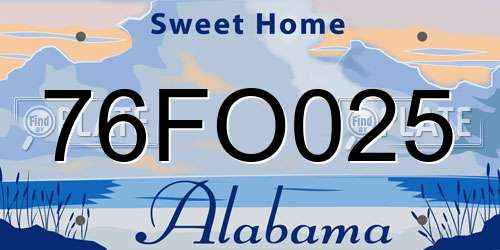 76FO025 Alabama License Plate