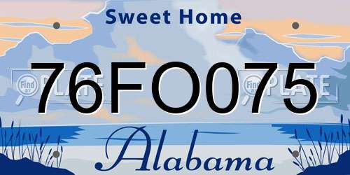 76FO075 Alabama License Plate