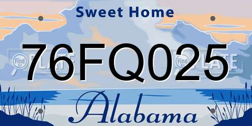 76FQ025 Alabama License Plate