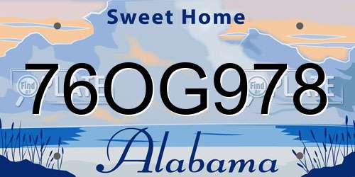 76OG978 Alabama License Plate