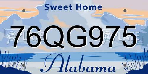 76QG975 Alabama License Plate