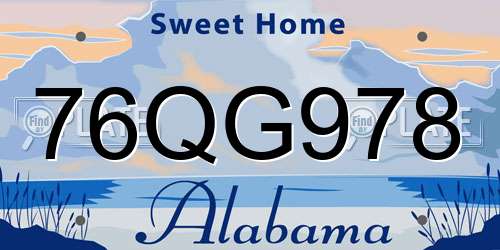 76QG978 Alabama License Plate