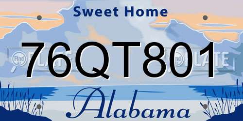 76QT801 Alabama License Plate