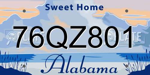 76QZ801 Alabama License Plate