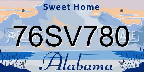 76SV780 Alabama License Plate