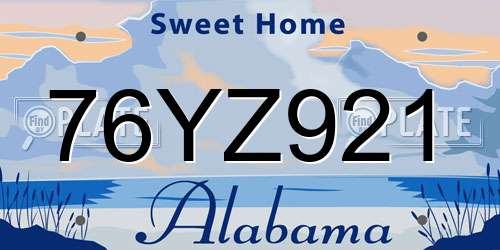 76YZ921 Alabama License Plate