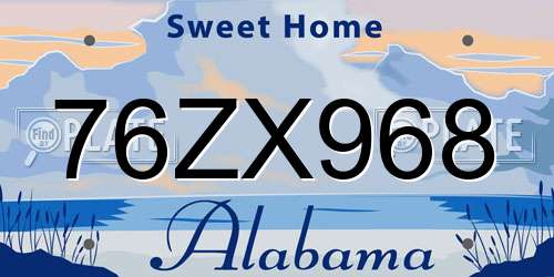 76ZX968 Alabama License Plate