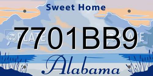 7701BB9 Alabama License Plate