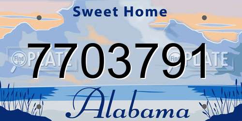 7703791 Alabama License Plate