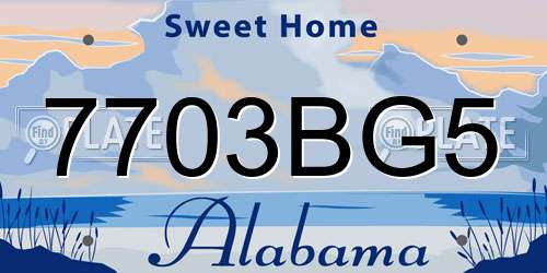 7703BG5 Alabama License Plate