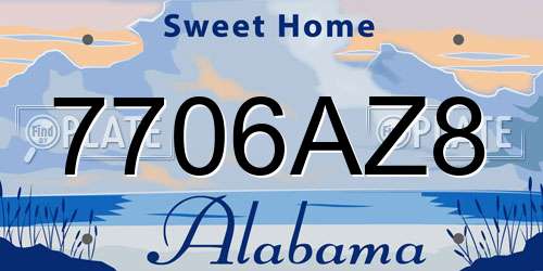 7706AZ8 Alabama License Plate