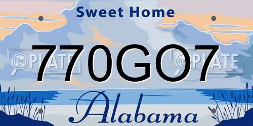 770GO7 Alabama License Plate