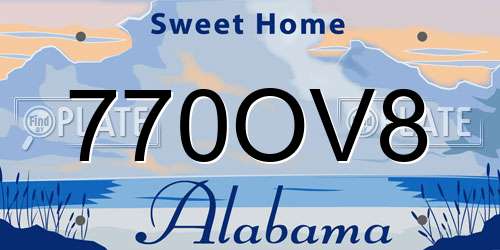 770OV8 Alabama License Plate