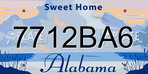 7712BA6 Alabama License Plate