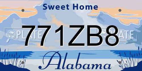 771ZB8 Alabama License Plate