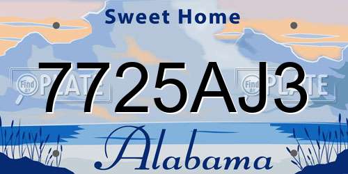 7725AJ3 Alabama License Plate