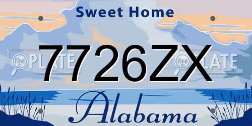 7726ZX Alabama License Plate