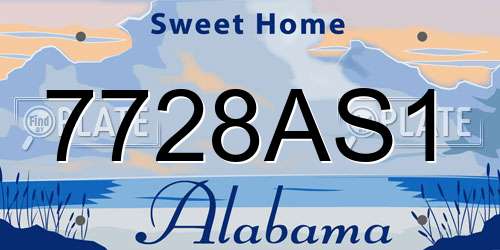7728AS1 Alabama License Plate