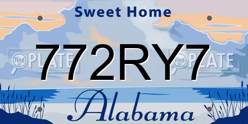 772RY7 Alabama License Plate