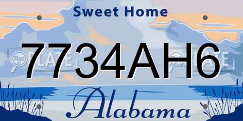7734AH6 Alabama License Plate