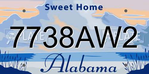 7738AW2 Alabama License Plate