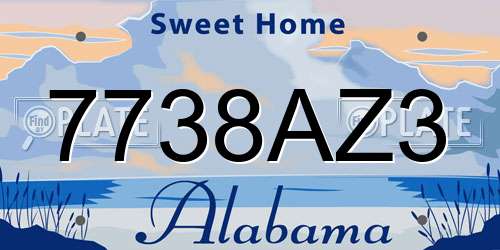 7738AZ3 Alabama License Plate