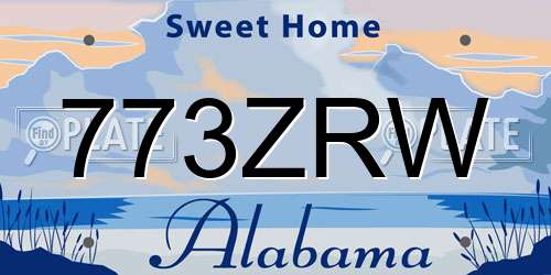 773ZRW Alabama License Plate