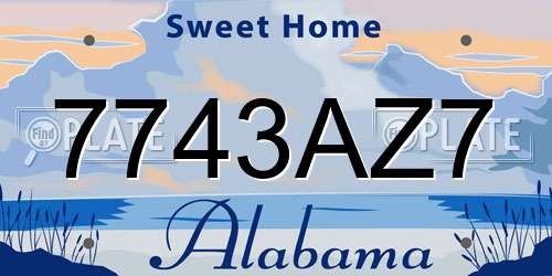 7743AZ7 Alabama License Plate