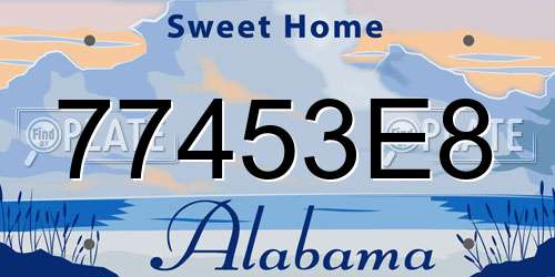 77453E8 Alabama License Plate
