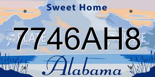 7746AH8 Alabama License Plate
