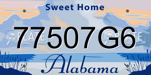 77507G6 Alabama License Plate