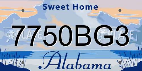7750BG3 Alabama License Plate