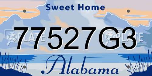 77527G3 Alabama License Plate