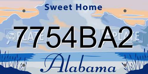 7754BA2 Alabama License Plate