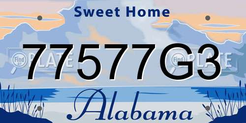 77577G3 Alabama License Plate