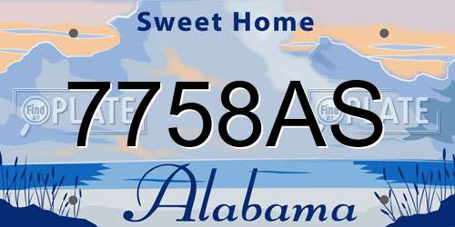 7758AS Alabama License Plate