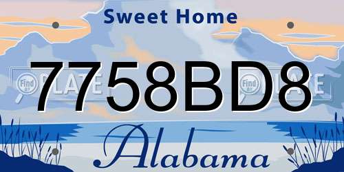 7758BD8 Alabama License Plate