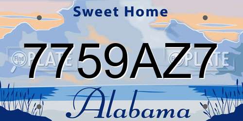 7759AZ7 Alabama License Plate