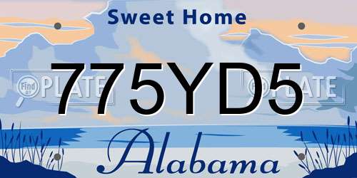 775YD5 Alabama License Plate
