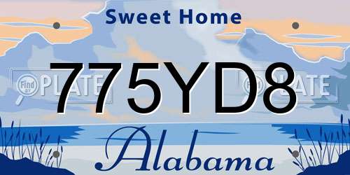 775YD8 Alabama License Plate